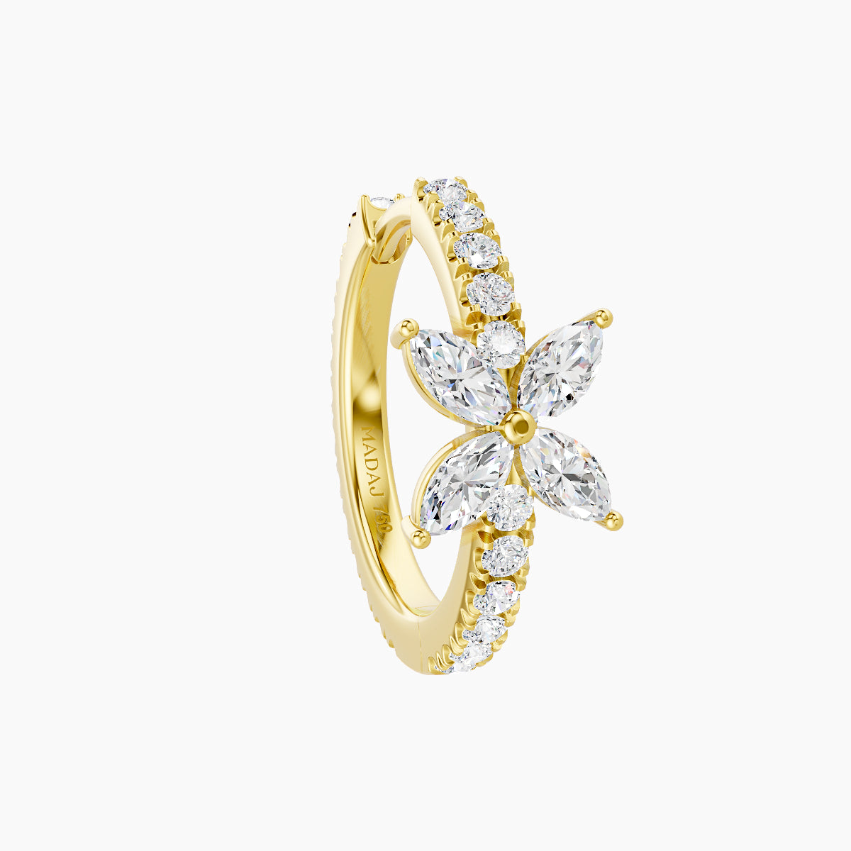 Kane | 18k Yellow Gold 9.5 mm Flower Diamond Hoop Piercing