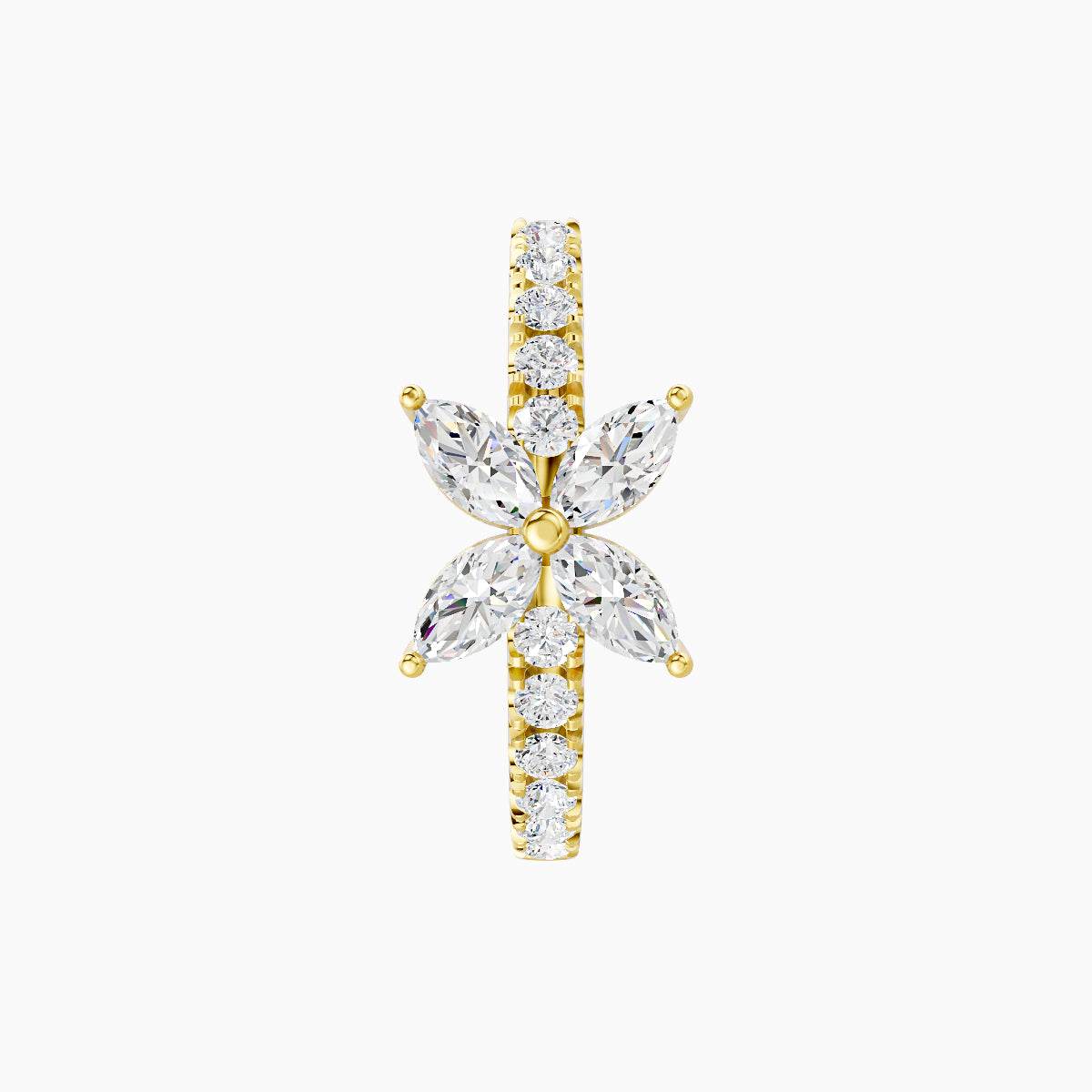 Kane | 18k Yellow Gold 9.5 mm Flower Diamond Hoop Piercing