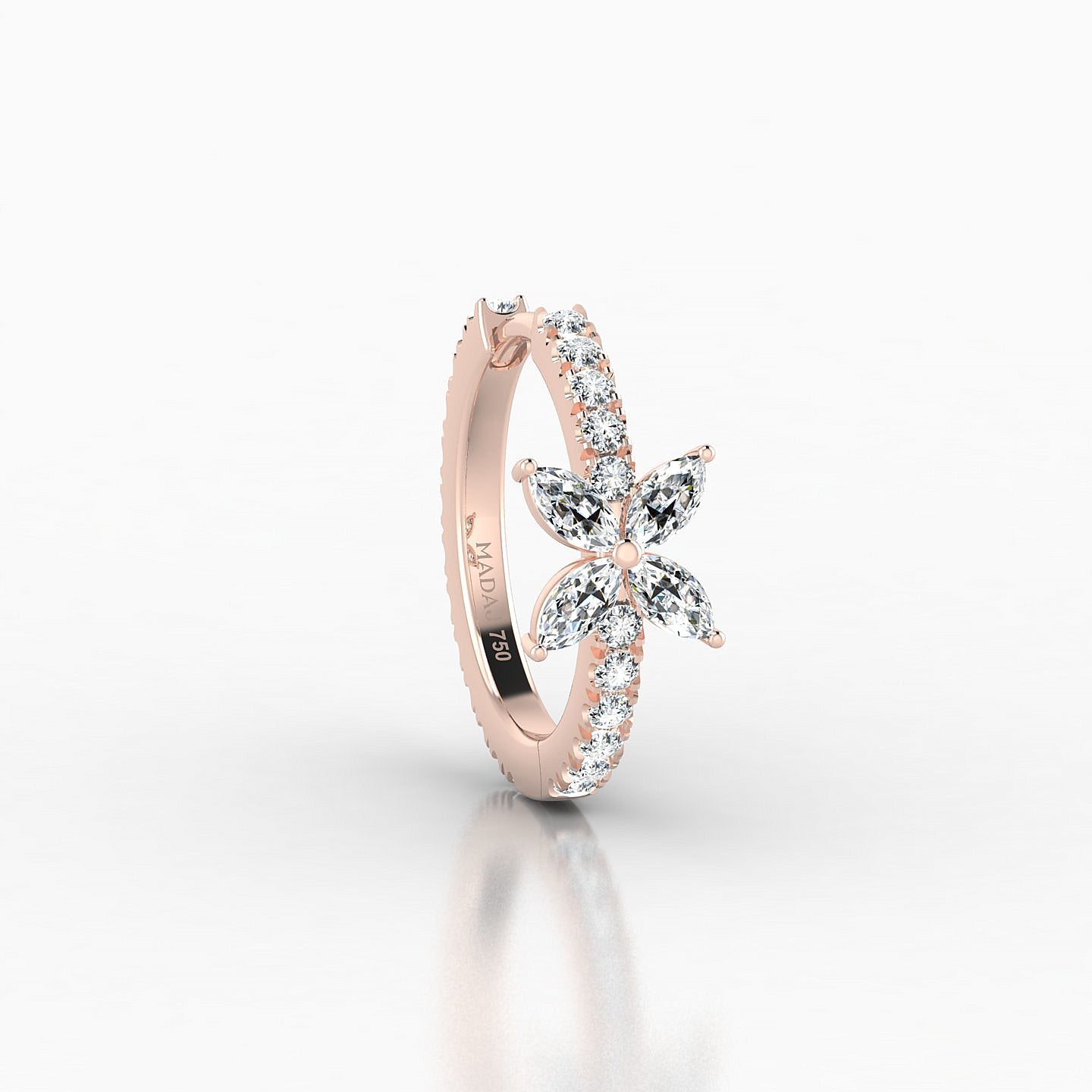 Kane | 18k Rose Gold 9.5 mm Flower Diamond Hoop Piercing