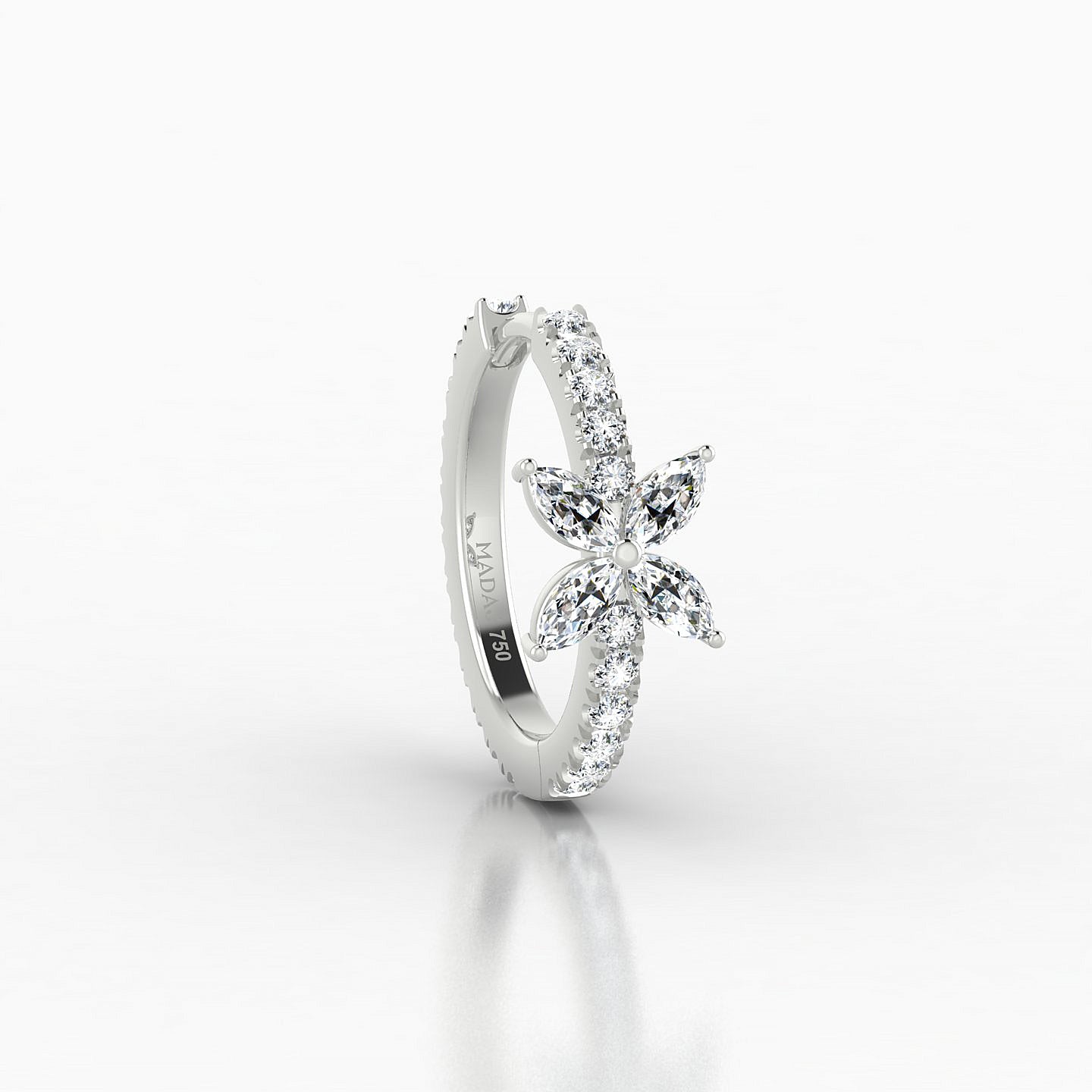 Kane | 18k White Gold 9.5 mm Flower Diamond Hoop Piercing