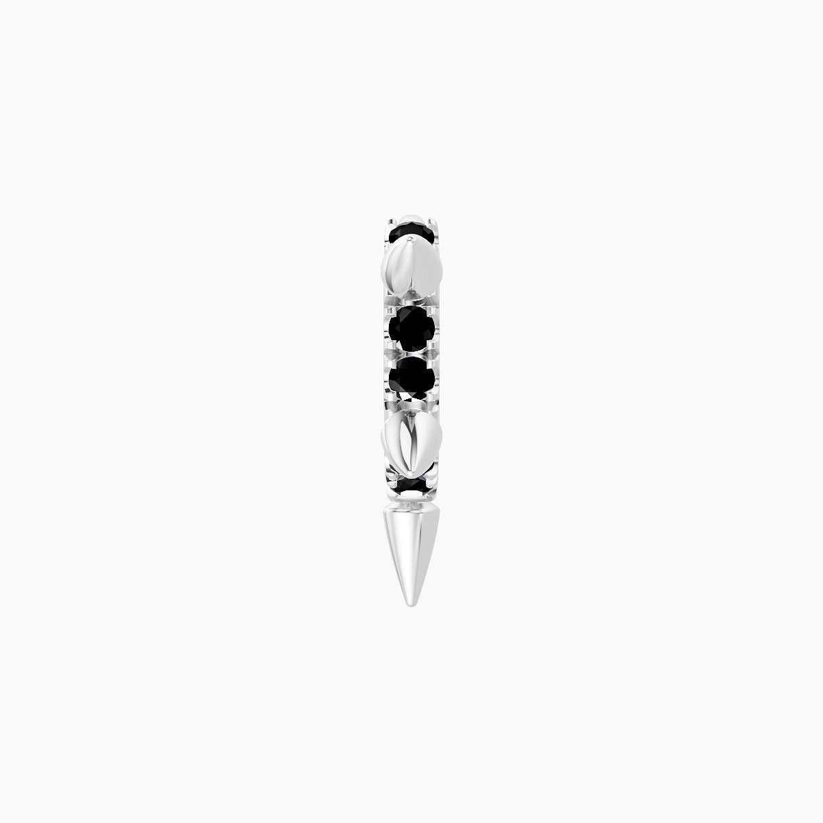 Kuan | 18k White Gold 5 mm Spike Black Diamond Hoop Piercing