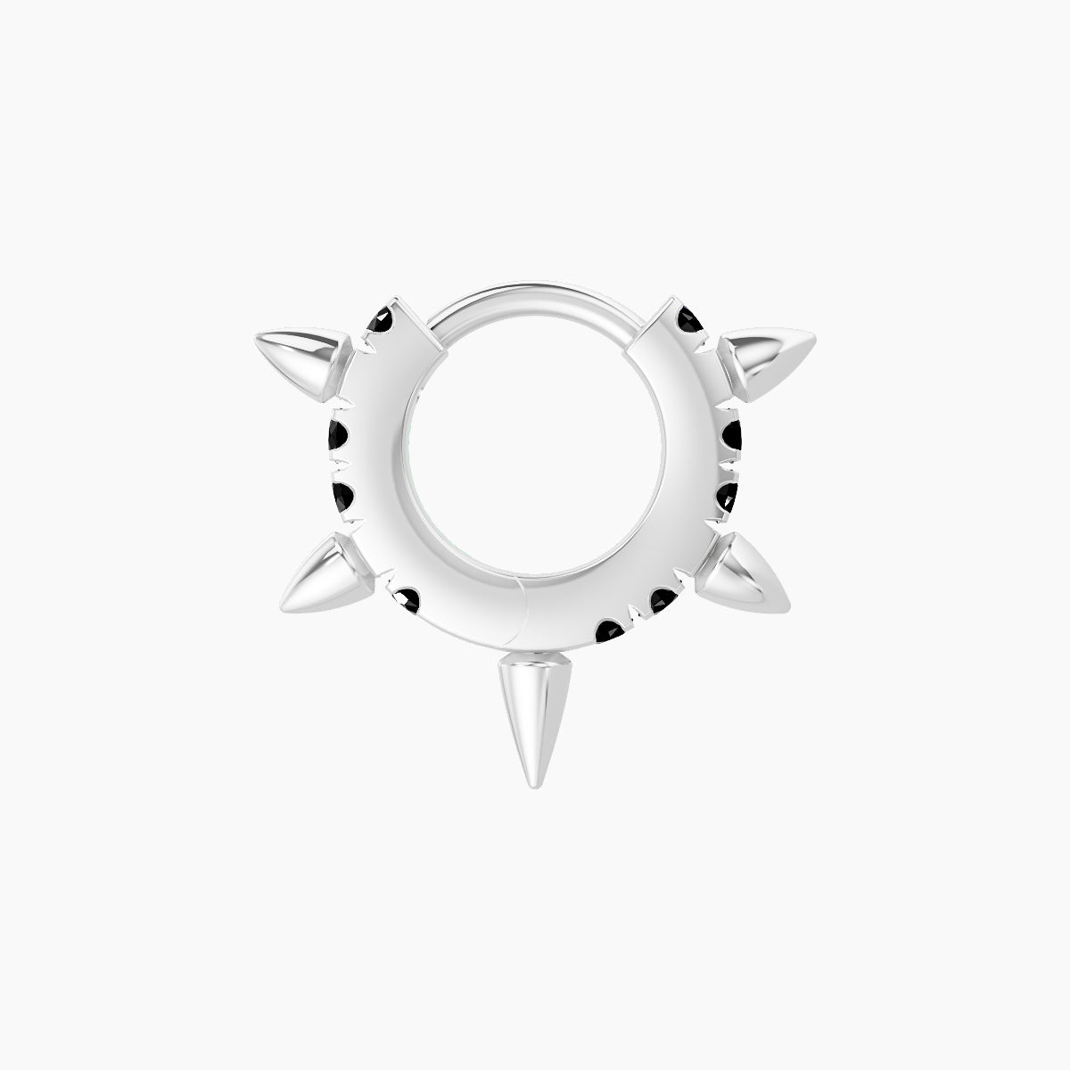 Kuan | 18k White Gold 5 mm Spike Black Diamond Hoop Piercing
