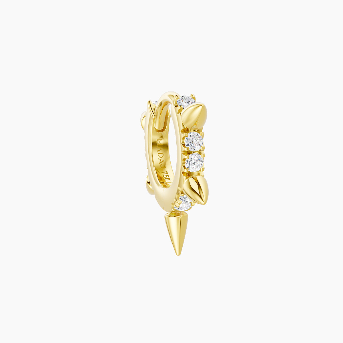 Kuan | 18k Yellow Gold 5 mm Spike Diamond Hoop Piercing