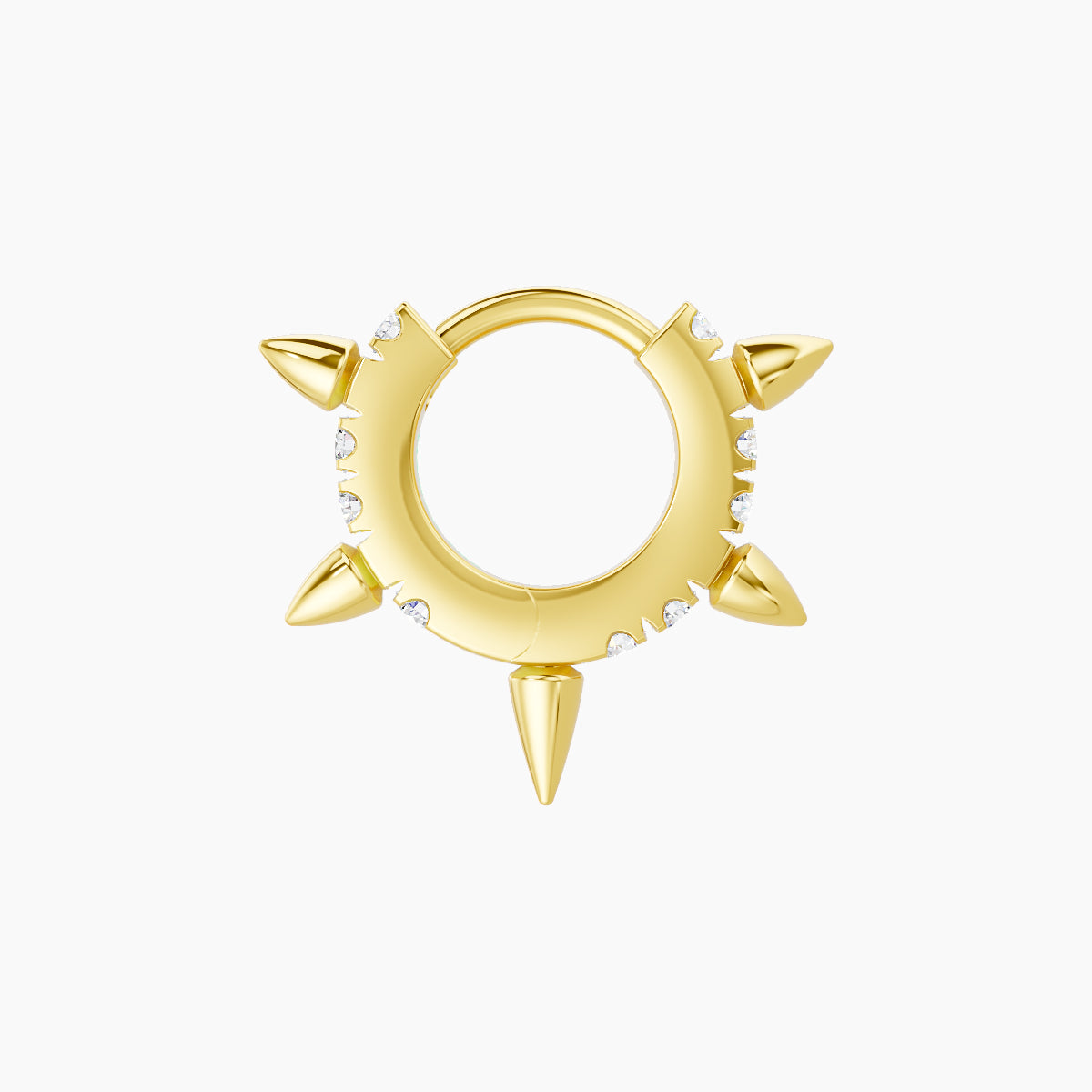 Kuan | 18k Yellow Gold 5 mm Spike Diamond Hoop Piercing