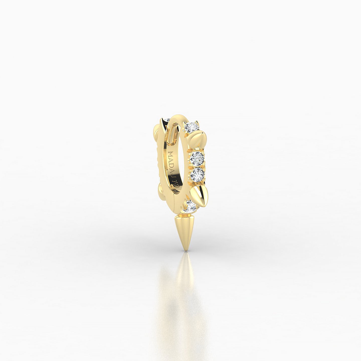 Kuan | 18k Yellow Gold 5 mm Spike Diamond Hoop Piercing