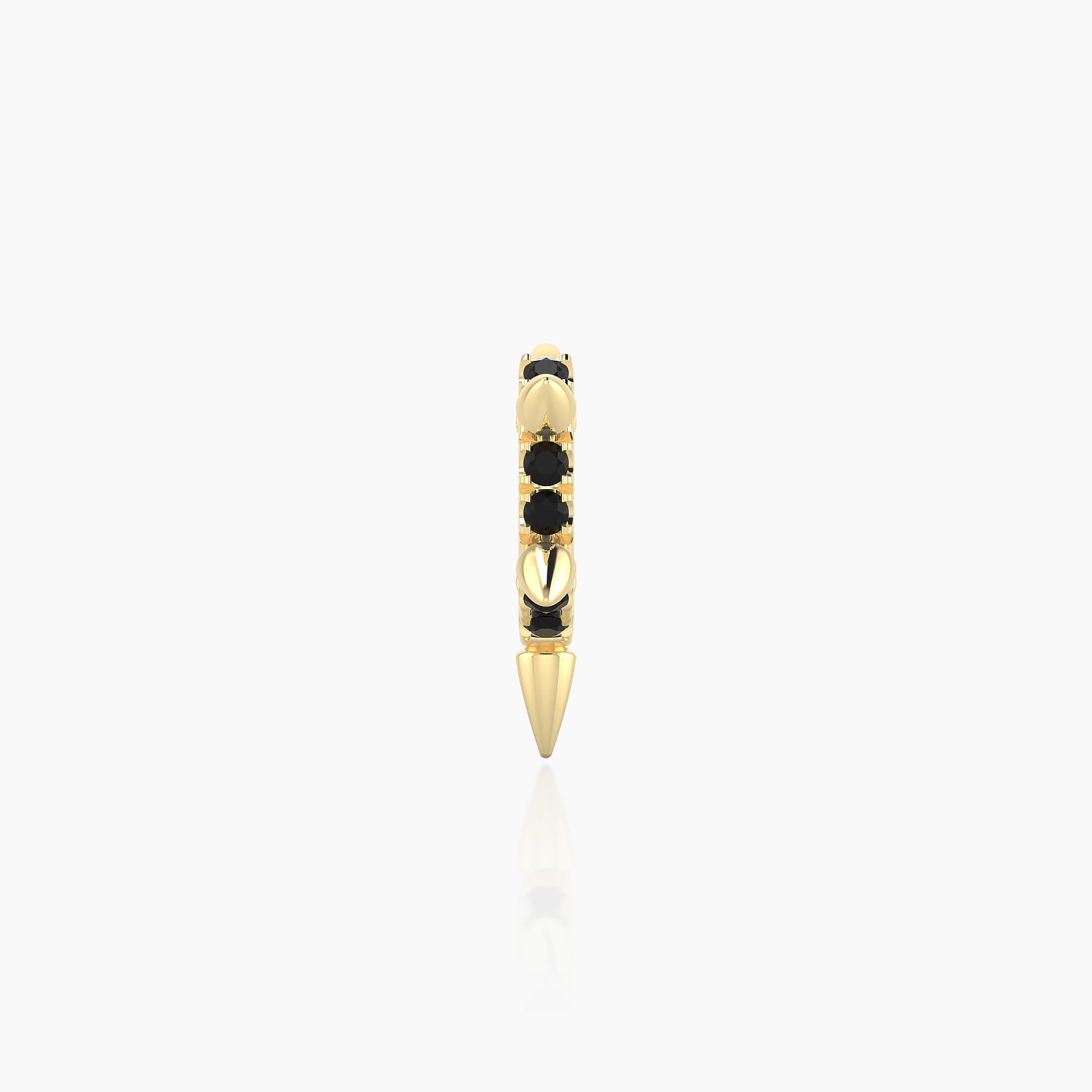 Kuan | 18k Yellow Gold 5 mm Spike Black Diamond Hoop Piercing