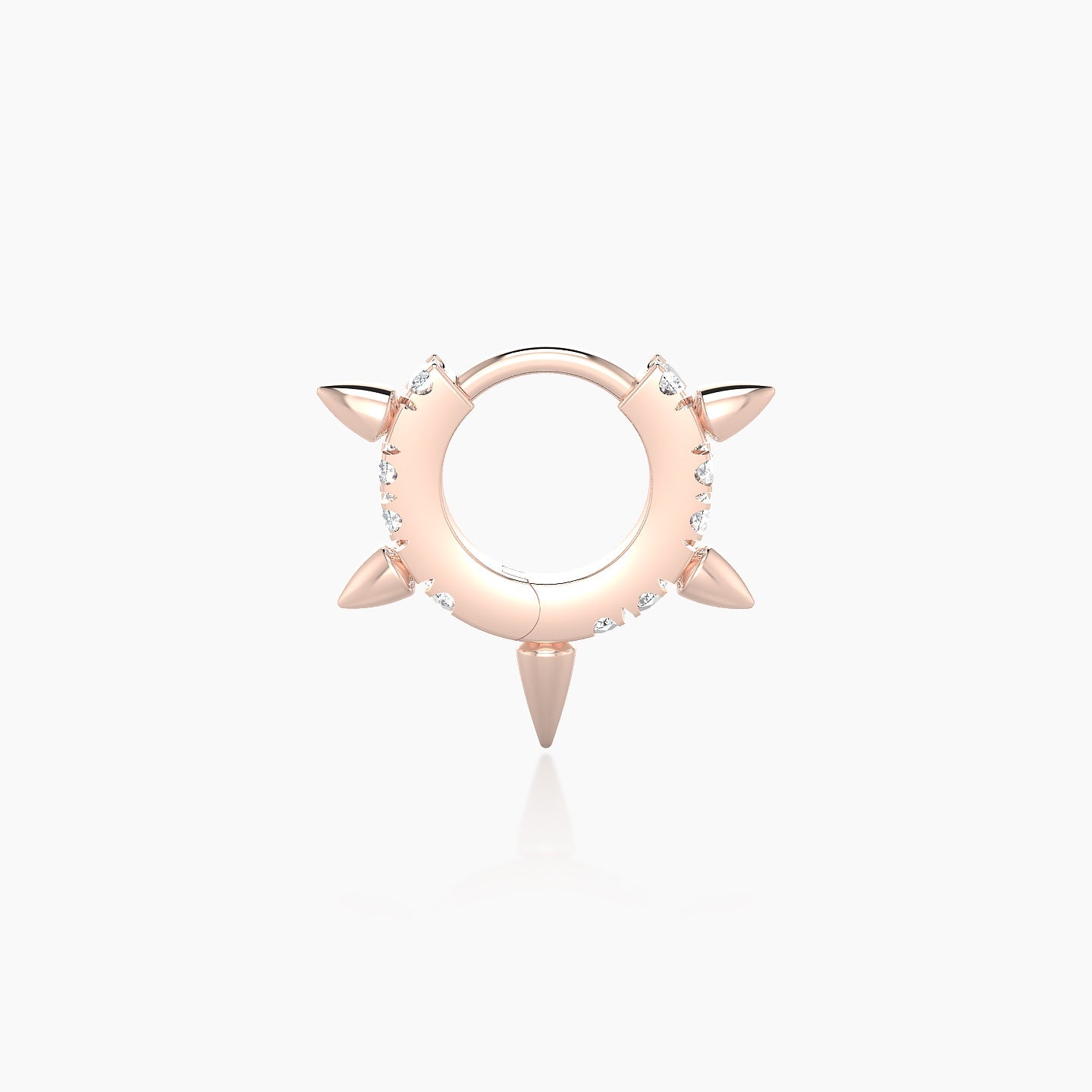 Kuan | 18k Rose Gold 5 mm Spike Diamond Hoop Piercing