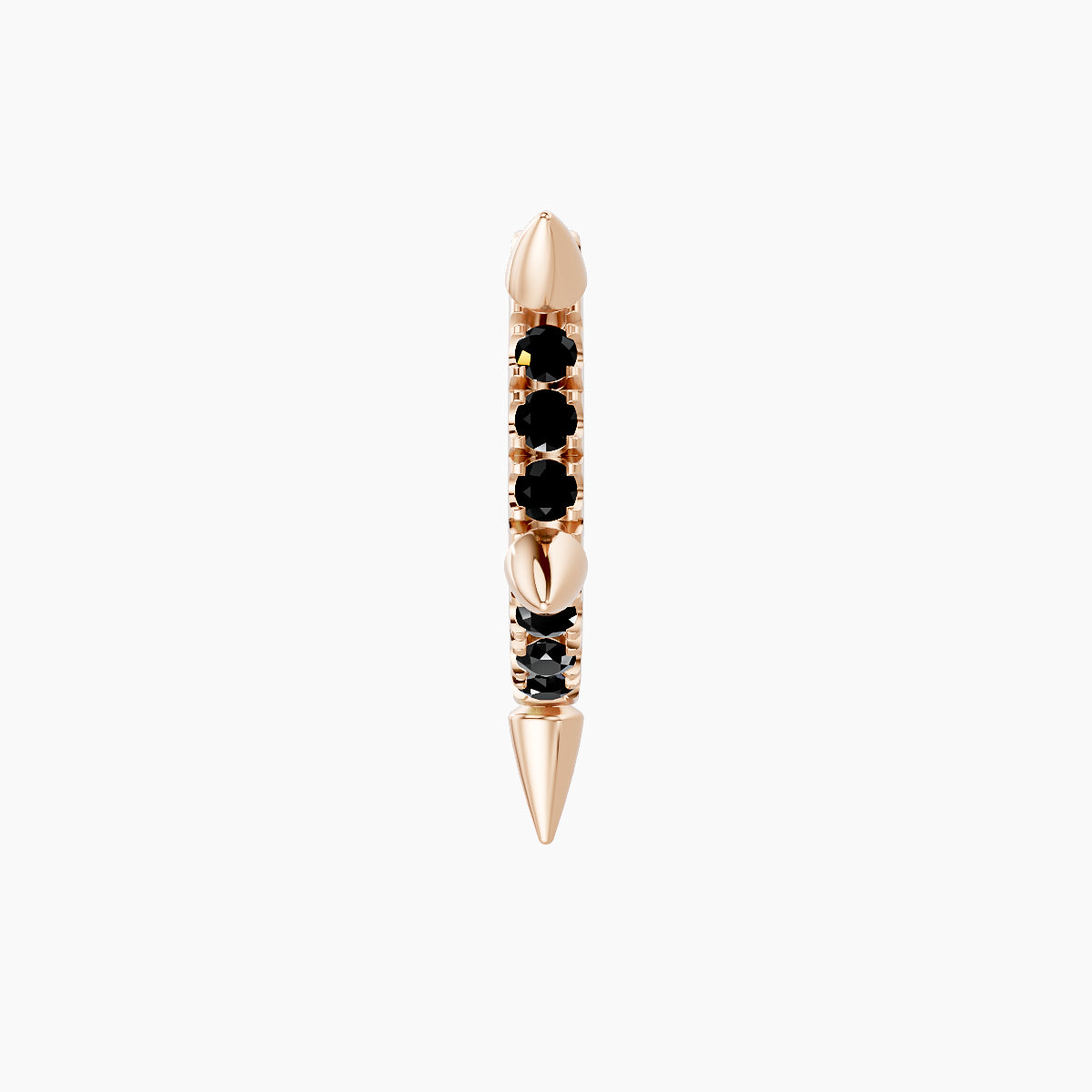 Kuan | 18k Rose Gold 6.5 mm Spike Black Diamond Hoop Piercing