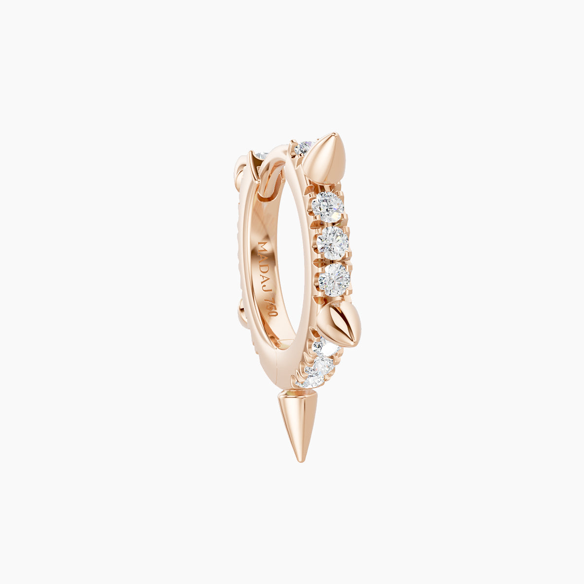 Kuan | 18k Rose Gold 6.5 mm Spike Diamond Hoop Piercing