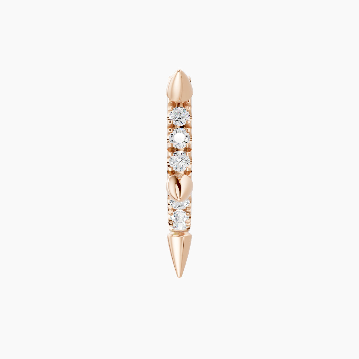 Kuan | 18k Rose Gold 6.5 mm Spike Diamond Hoop Piercing
