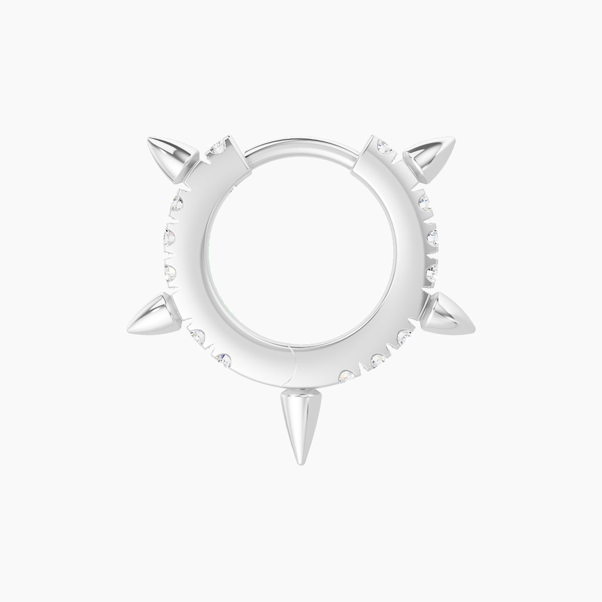 Kuan | 18k White Gold 6.5 mm Spike Diamond Hoop Piercing