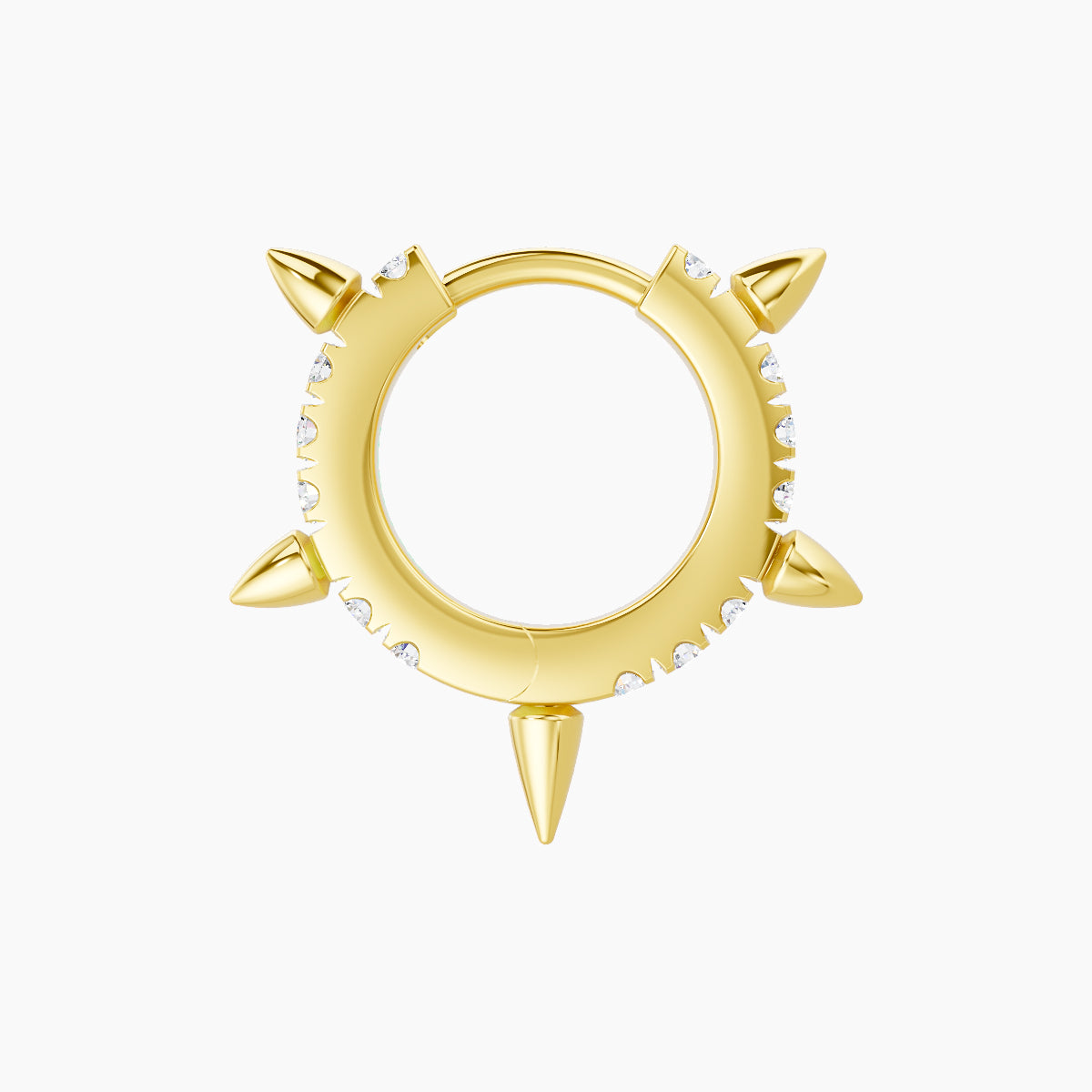 Kuan | 18k Yellow Gold 6.5 mm Spike Diamond Hoop Piercing