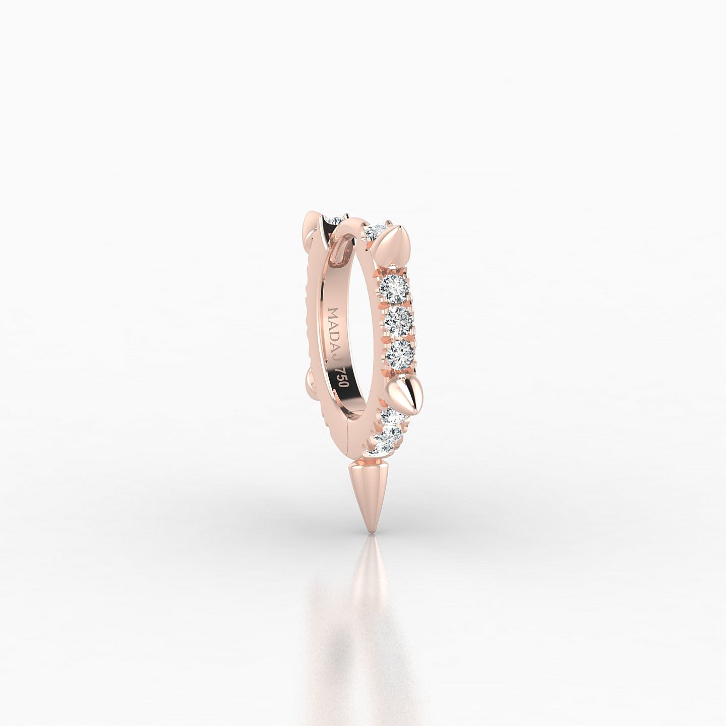 Kuan | 18k Rose Gold 6.5 mm Spike Diamond Hoop Piercing