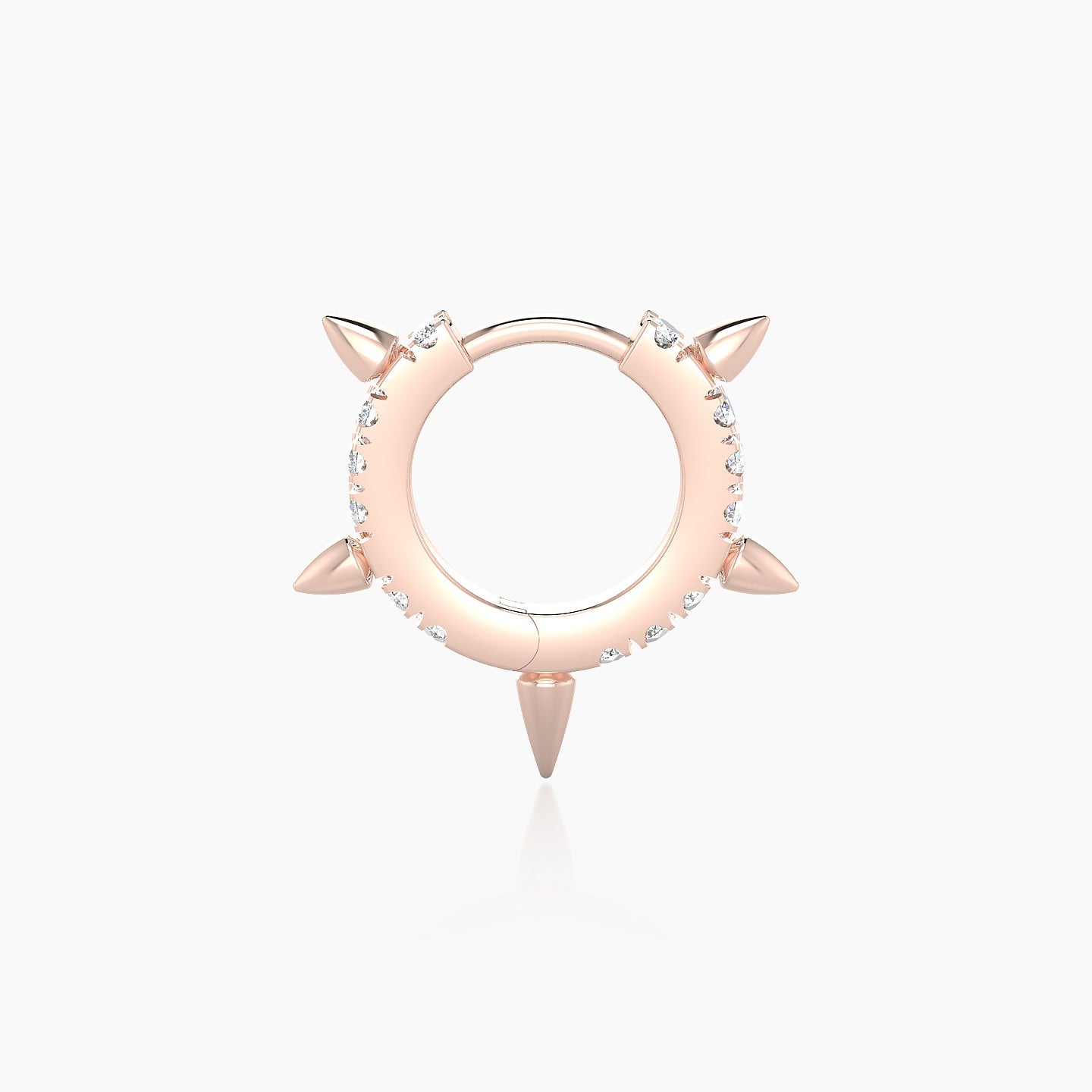 Kuan | 18k Rose Gold 6.5 mm Spike Diamond Hoop Piercing