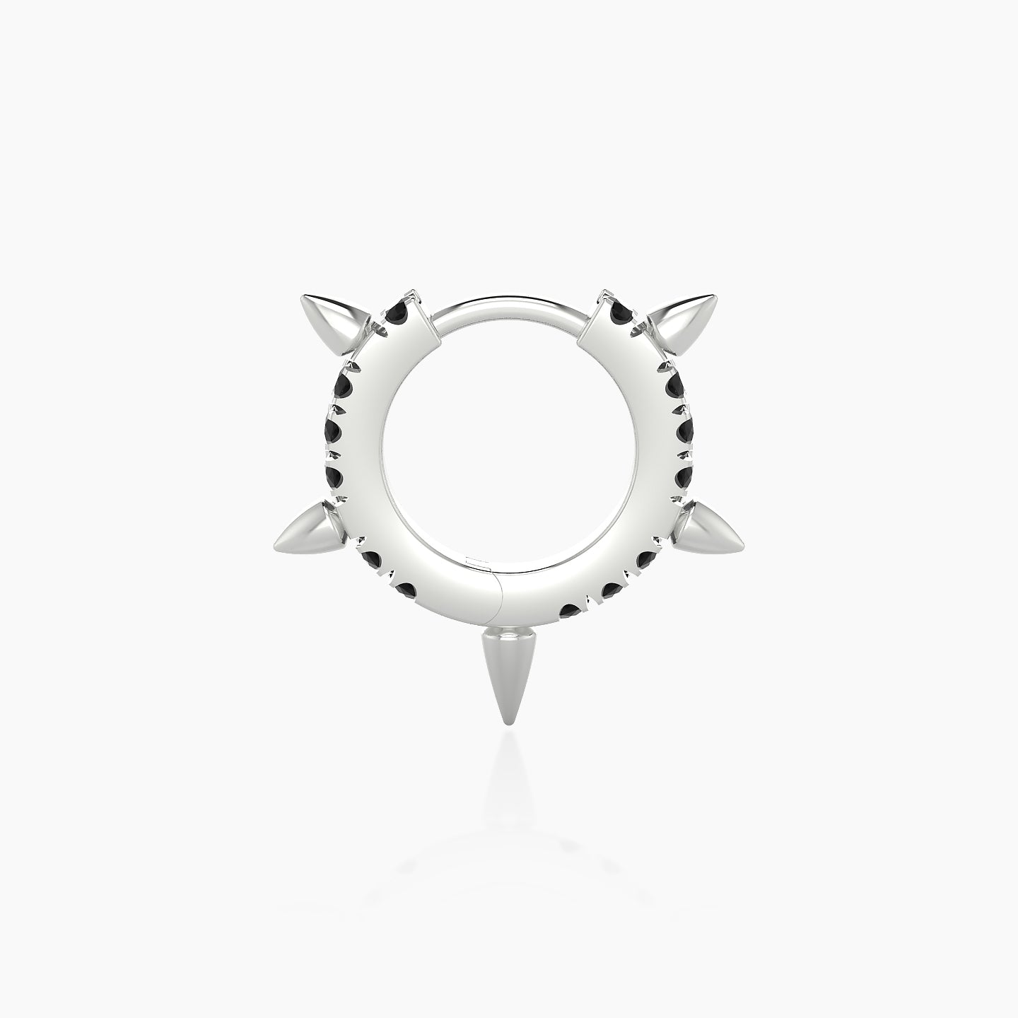 Kuan | 18k White Gold 6.5 mm Spike Black Diamond Hoop Piercing