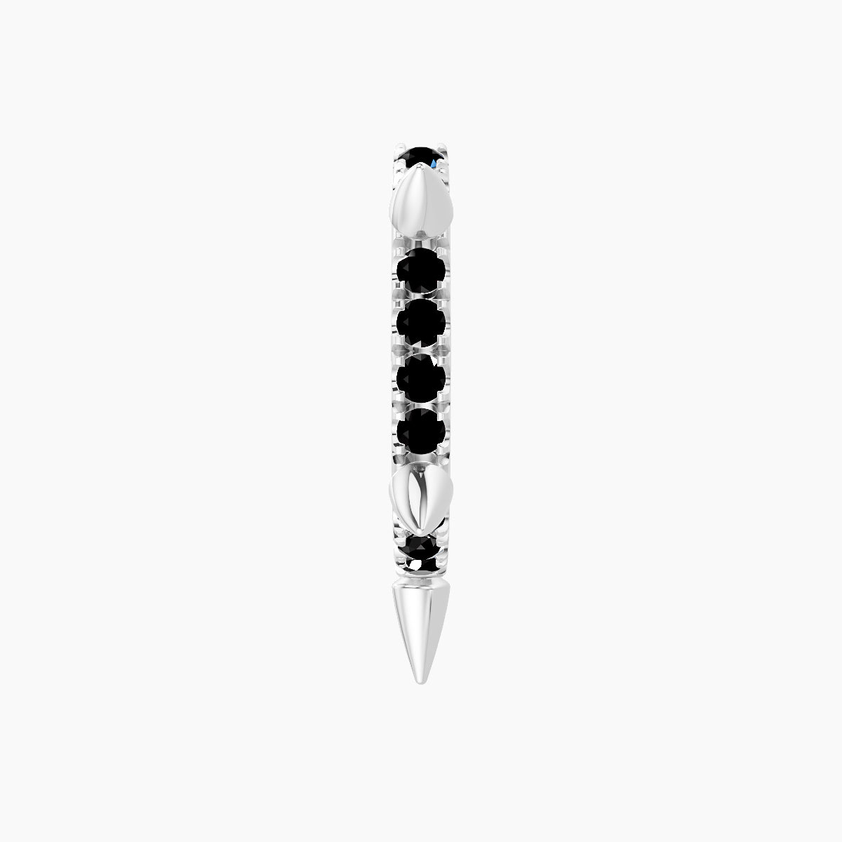 Kuan | 18k White Gold 8 mm Spike Black Diamond Hoop Piercing