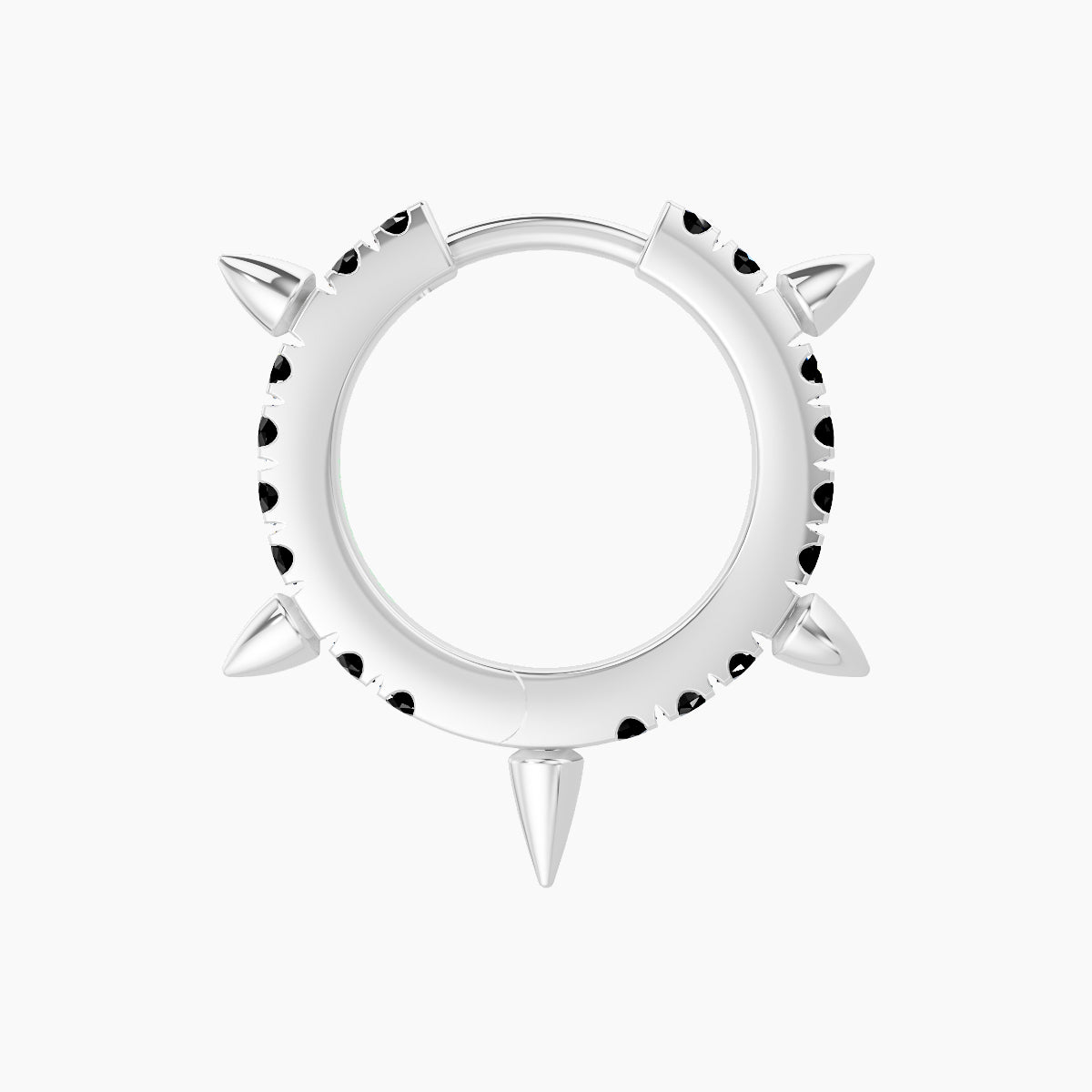 Kuan | 18k White Gold 8 mm Spike Black Diamond Hoop Piercing