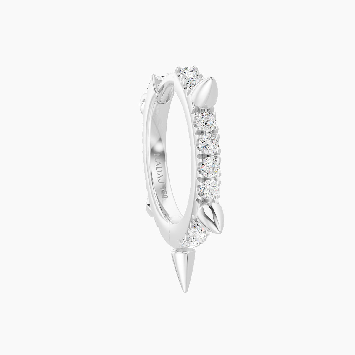 Kuan | 18k White Gold 8 mm Spike Diamond Hoop Piercing