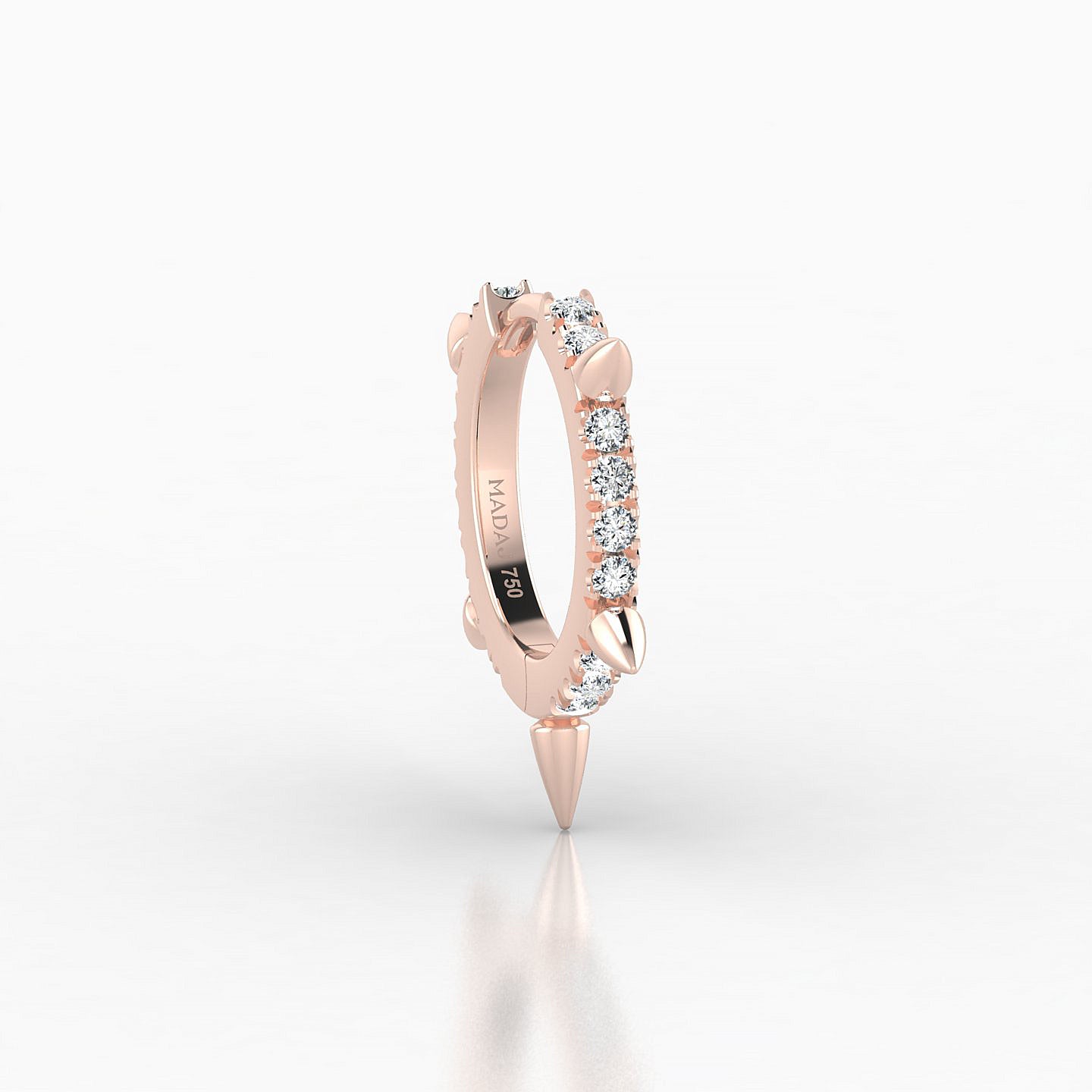 Kuan | 18k Rose Gold 8 mm Spike Diamond Hoop Piercing