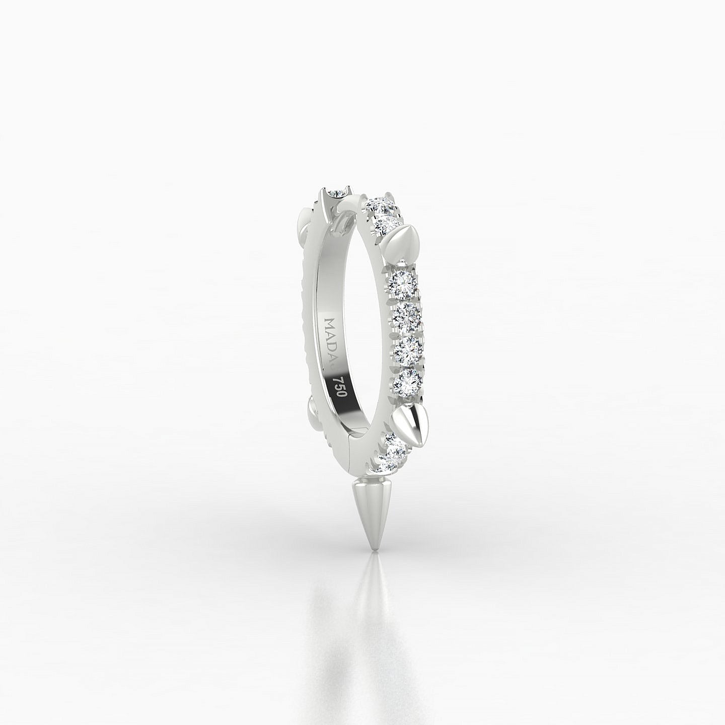 Kuan | 18k White Gold 8 mm Spike Diamond Hoop Piercing