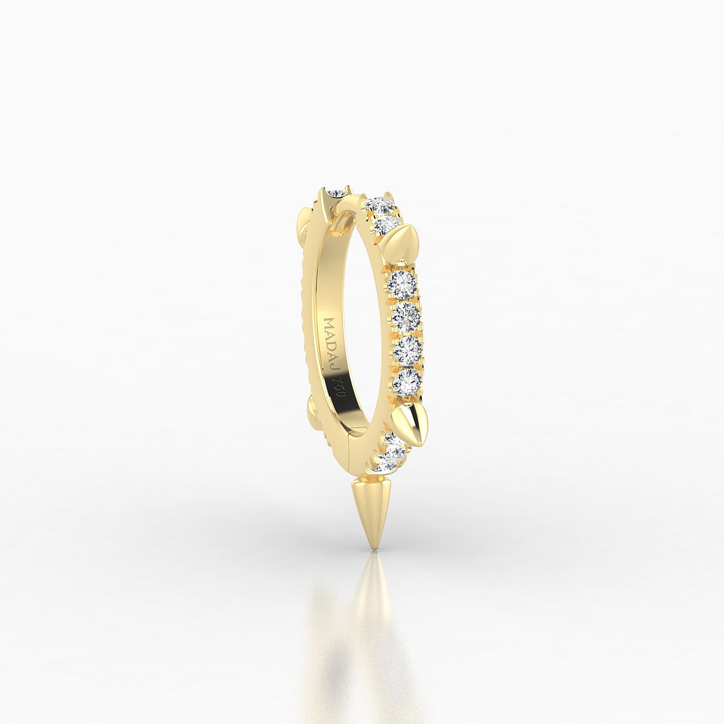Kuan | 18k Yellow Gold 8 mm Spike Diamond Hoop Piercing