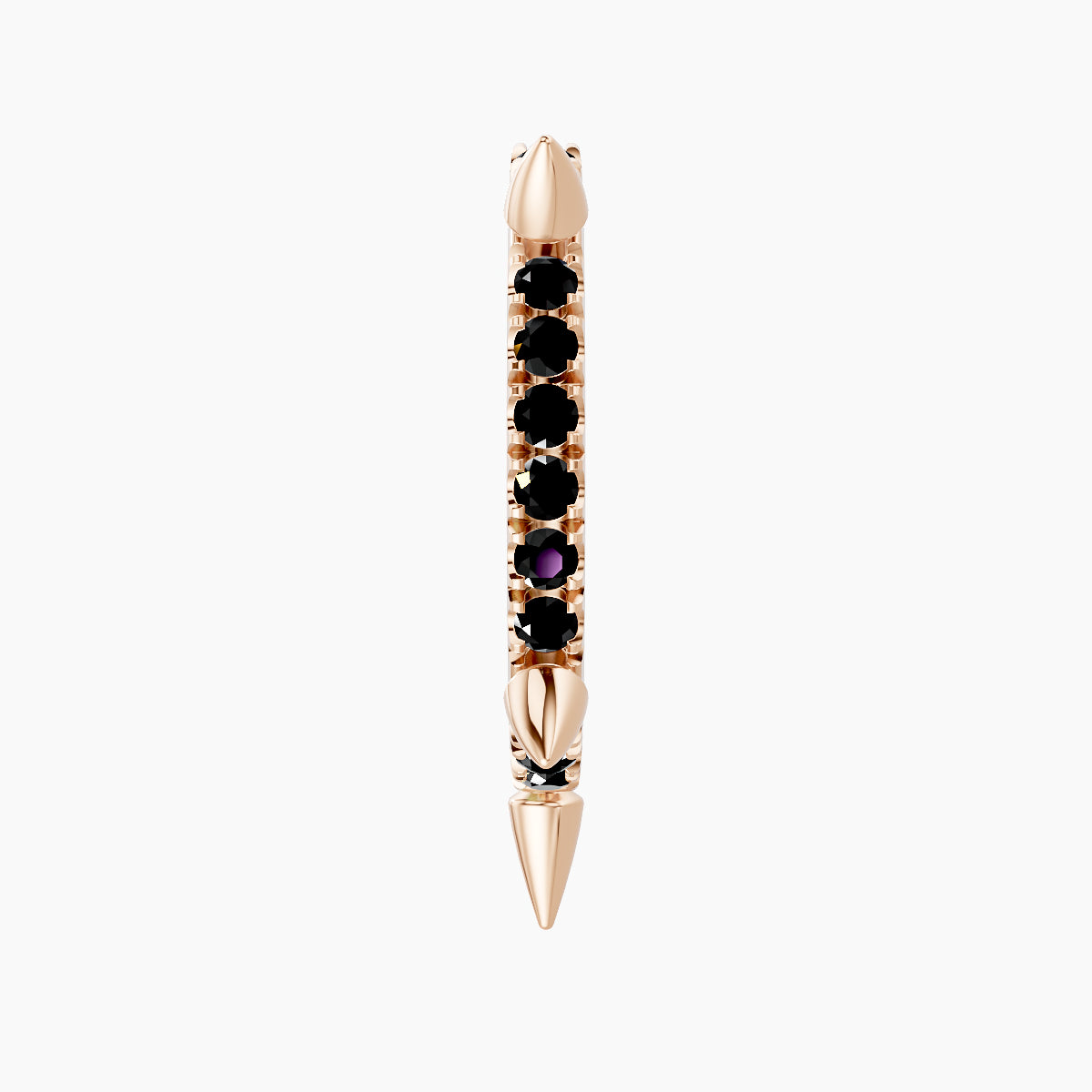 Kuan | 18k Rose Gold 9.5 mm Spike Black Diamond Hoop Piercing