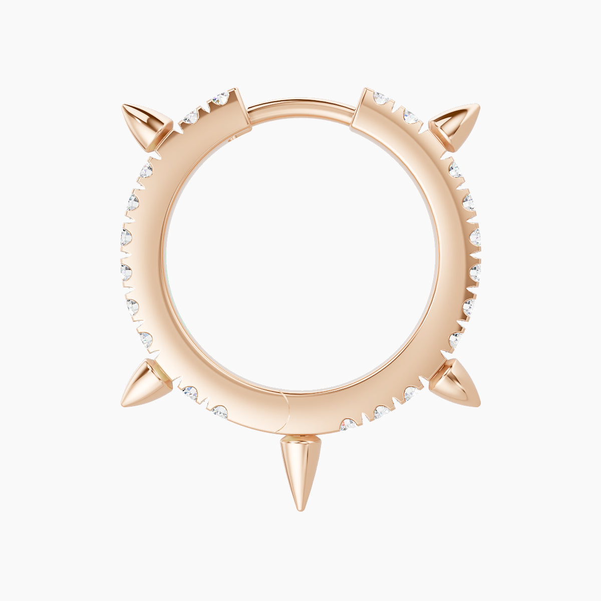 Kuan | 18k Rose Gold 9.5 mm Spike Diamond Hoop Piercing