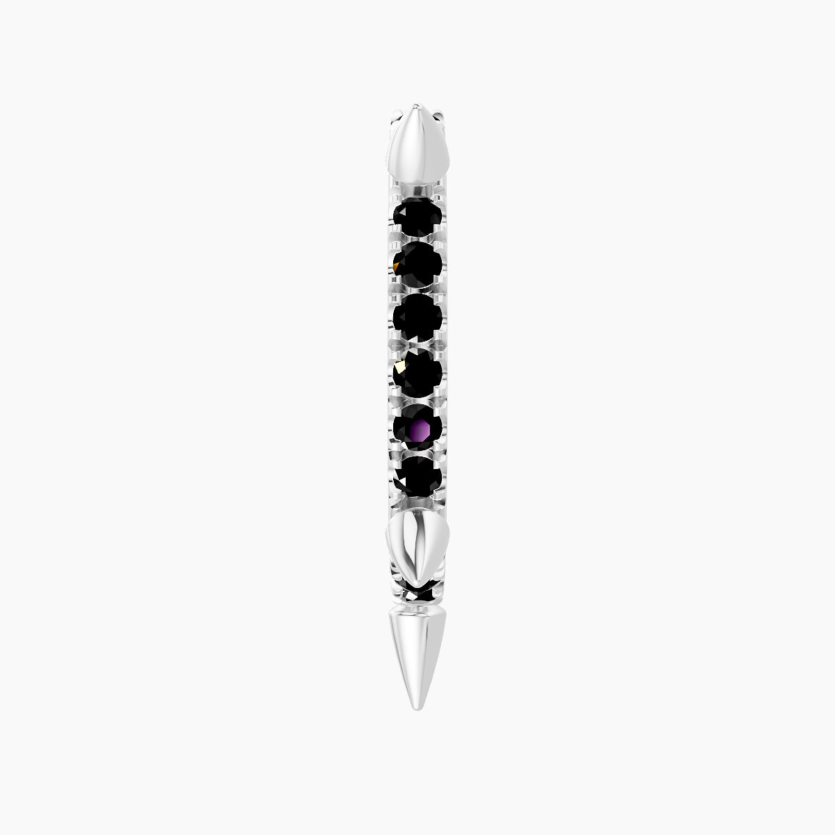 Kuan | 18k White Gold 9.5 mm Spike Black Diamond Hoop Piercing