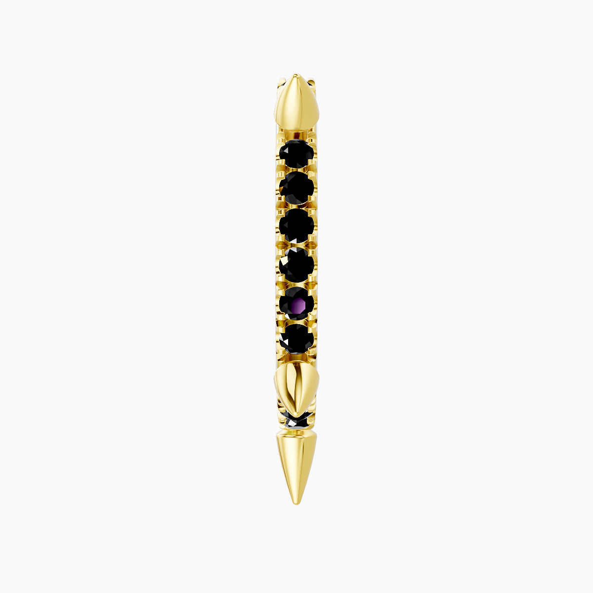 Kuan | 18k Yellow Gold 9.5 mm Spike Black Diamond Hoop Piercing