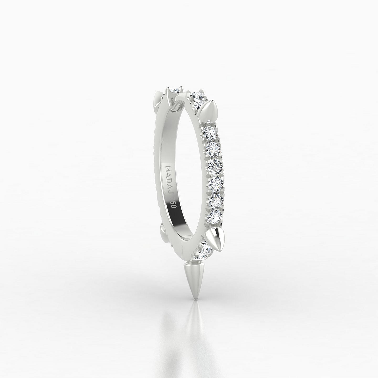Kuan | 18k White Gold 9.5 mm Spike Diamond Hoop Piercing