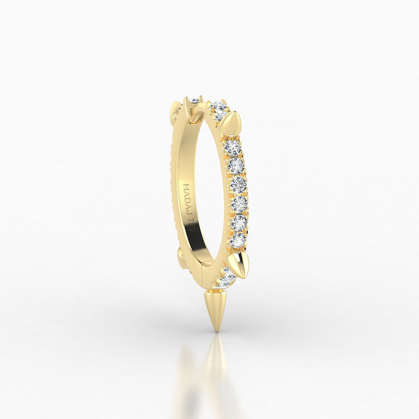 Kuan | 18k Yellow Gold 9.5 mm Spike Diamond Hoop Piercing