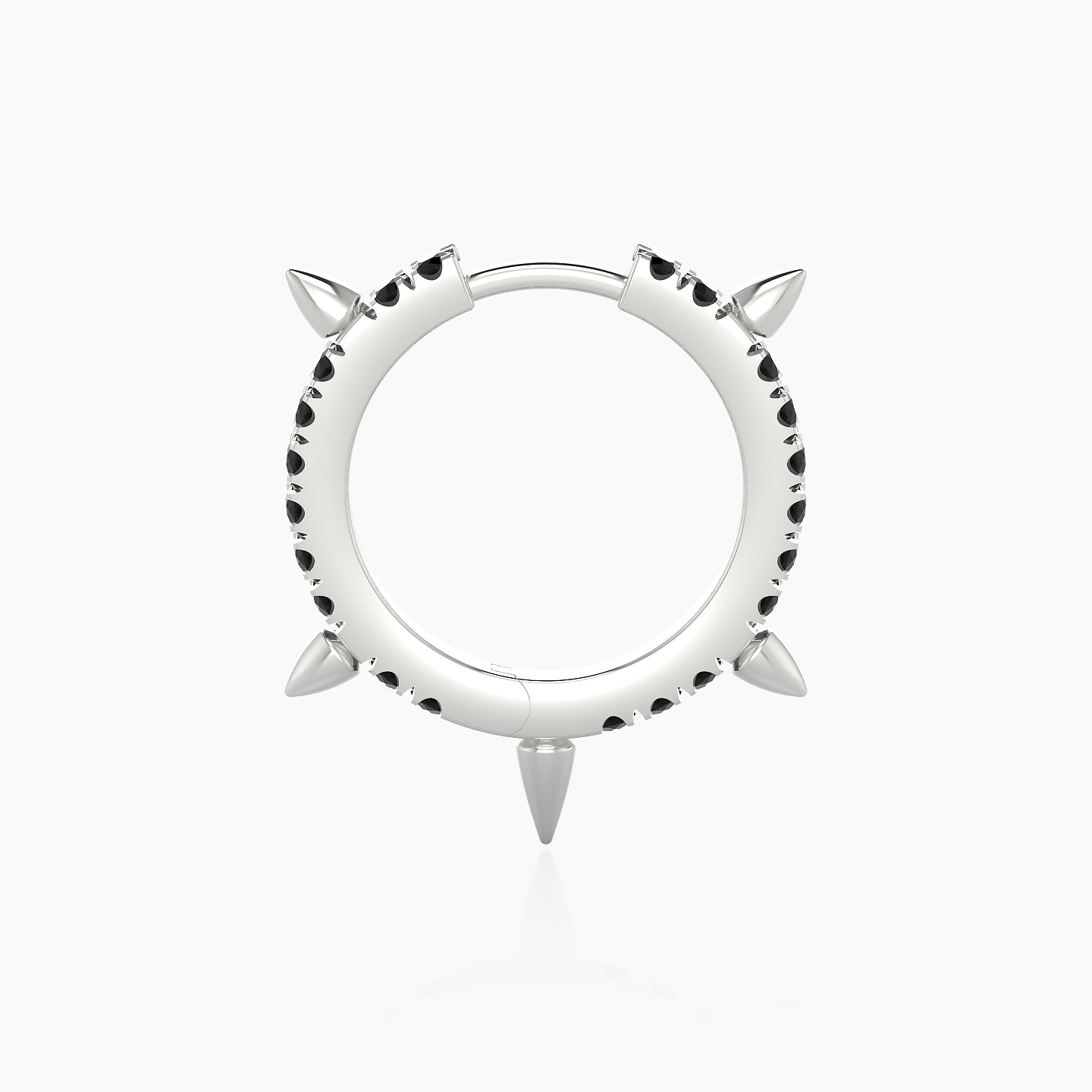 Kuan | 18k White Gold 9.5 mm Spike Black Diamond Hoop Piercing