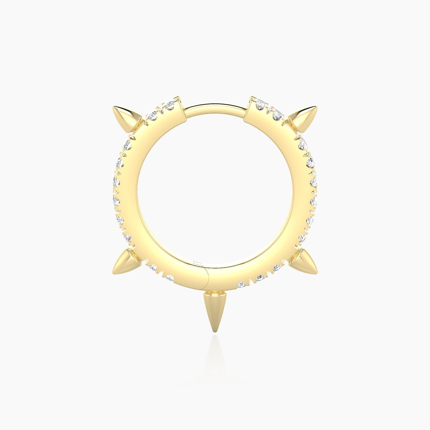 Kuan | 18k Yellow Gold 9.5 mm Spike Diamond Hoop Piercing