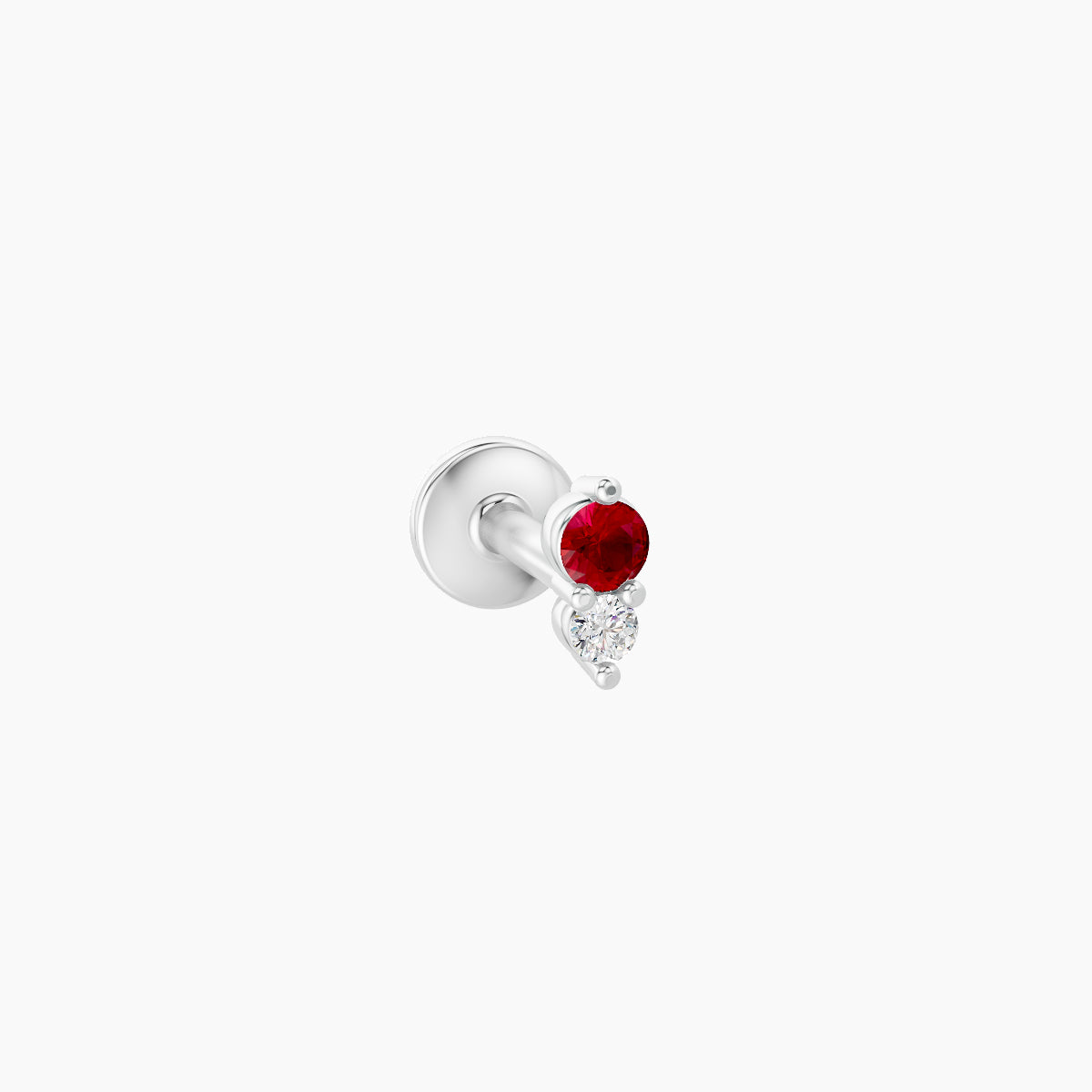 Laetitia | 18k White Gold 5 mm 4 mm Ruby & Diamond Nose Piercing