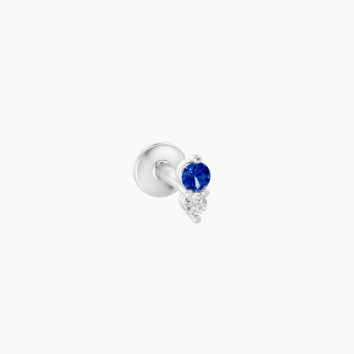 Laetitia | 18k White Gold 5 mm 4 mm Sapphire & Diamond Nose Piercing