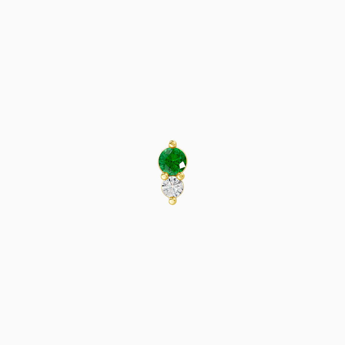 Laetitia | 18k Yellow Gold 5 mm 4 mm Emerald & Diamond Nose Piercing