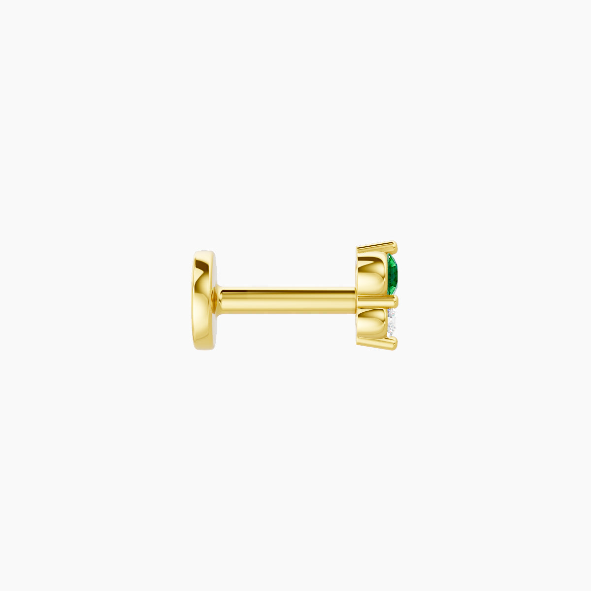 Laetitia | 18k Yellow Gold 5 mm 4 mm Emerald & Diamond Nose Piercing