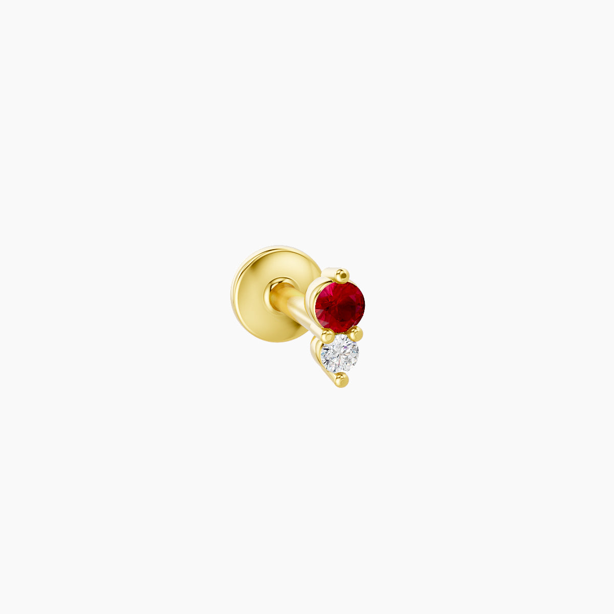 Laetitia | 18k Yellow Gold 5 mm 4 mm Ruby & Diamond Nose Piercing