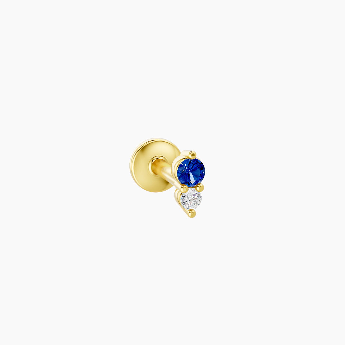 Laetitia | 18k Yellow Gold 5 mm 4 mm Sapphire & Diamond Nose Piercing