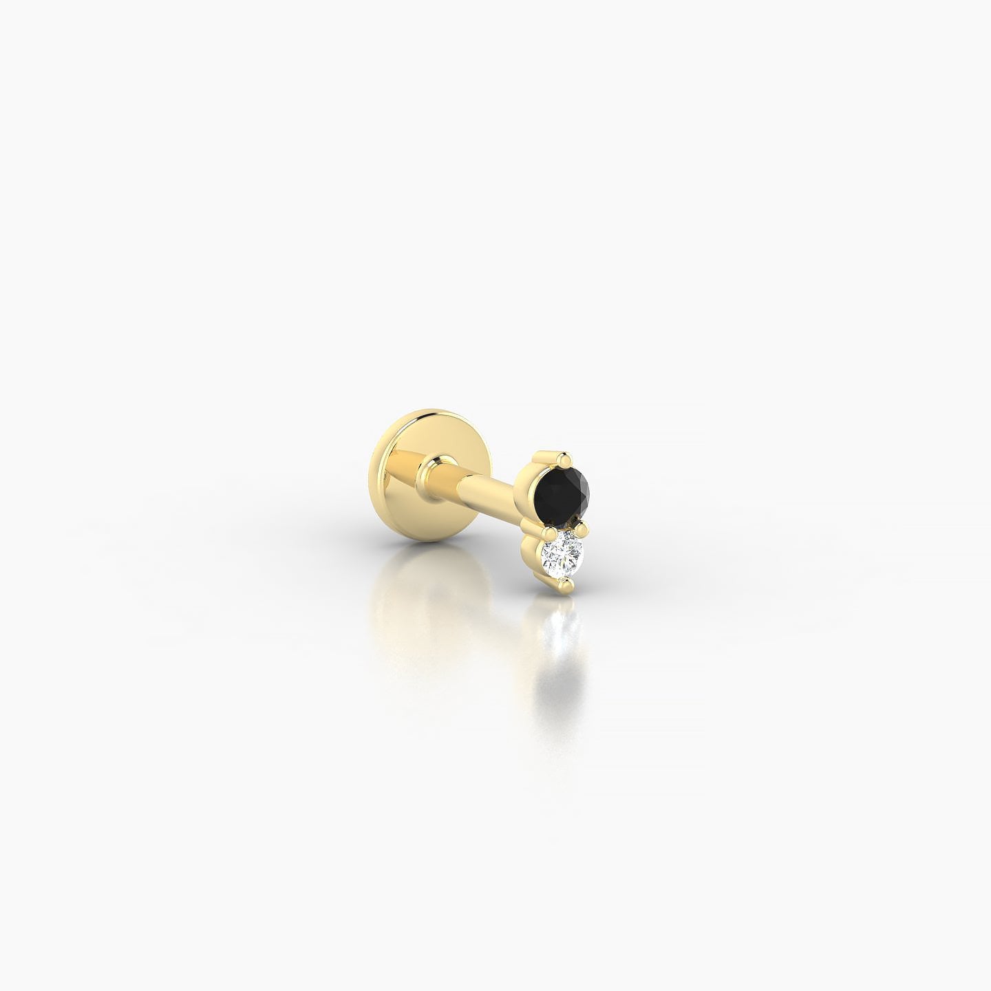 Laetitia | 18k Yellow Gold 5 mm 4 mm Black Diamond & Diamond Nose Piercing