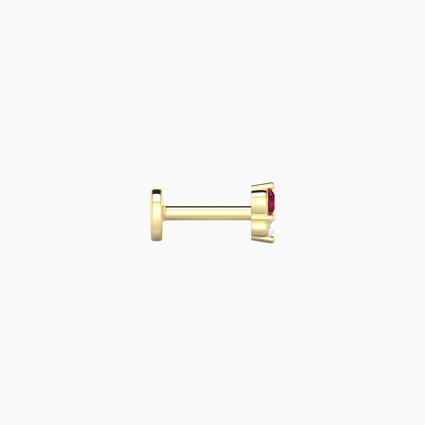 Laetitia | 18k Yellow Gold 5 mm 4 mm Ruby & Diamond Nose Piercing
