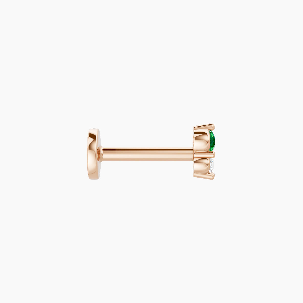 Laetitia | 18k Rose Gold 6.5 mm 4 mm Emerald & Diamond Nose Piercing
