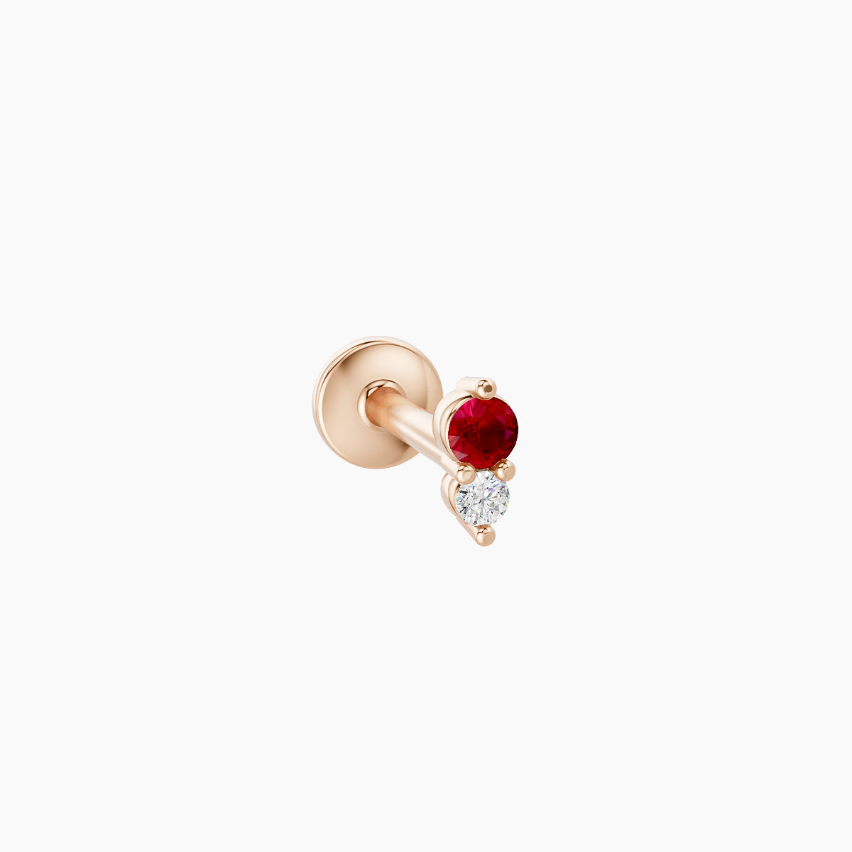 Laetitia | 18k Rose Gold 6.5 mm 4 mm Ruby & Diamond Nose Piercing