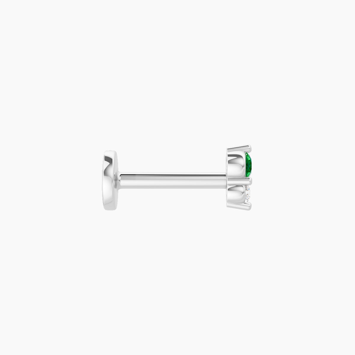 Laetitia | 18k White Gold 6.5 mm 4 mm Emerald & Diamond Nose Piercing