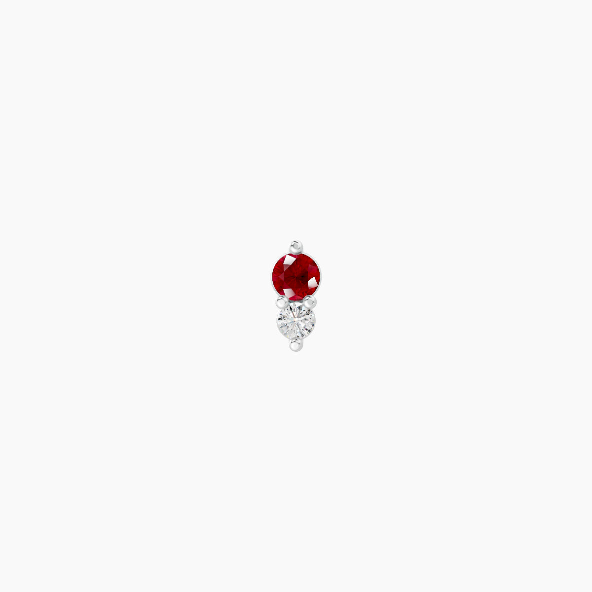 Laetitia | 18k White Gold 6.5 mm 4 mm Ruby & Diamond Nose Piercing