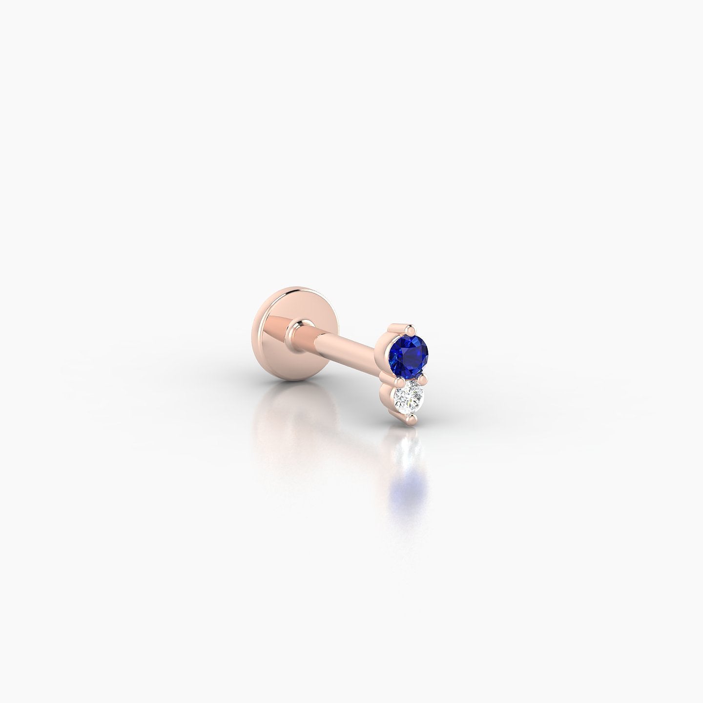 Laetitia | 18k Rose Gold 6.5 mm 4 mm Sapphire & Diamond Nose Piercing