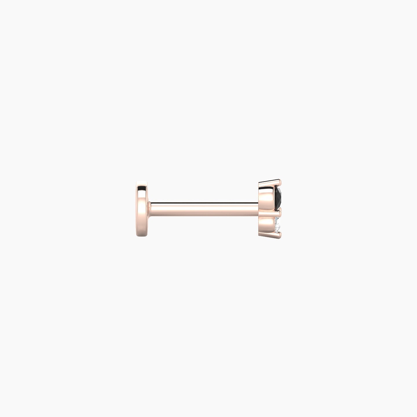 Laetitia | 18k Rose Gold 6.5 mm 4 mm Black Diamond & Diamond Nose Piercing