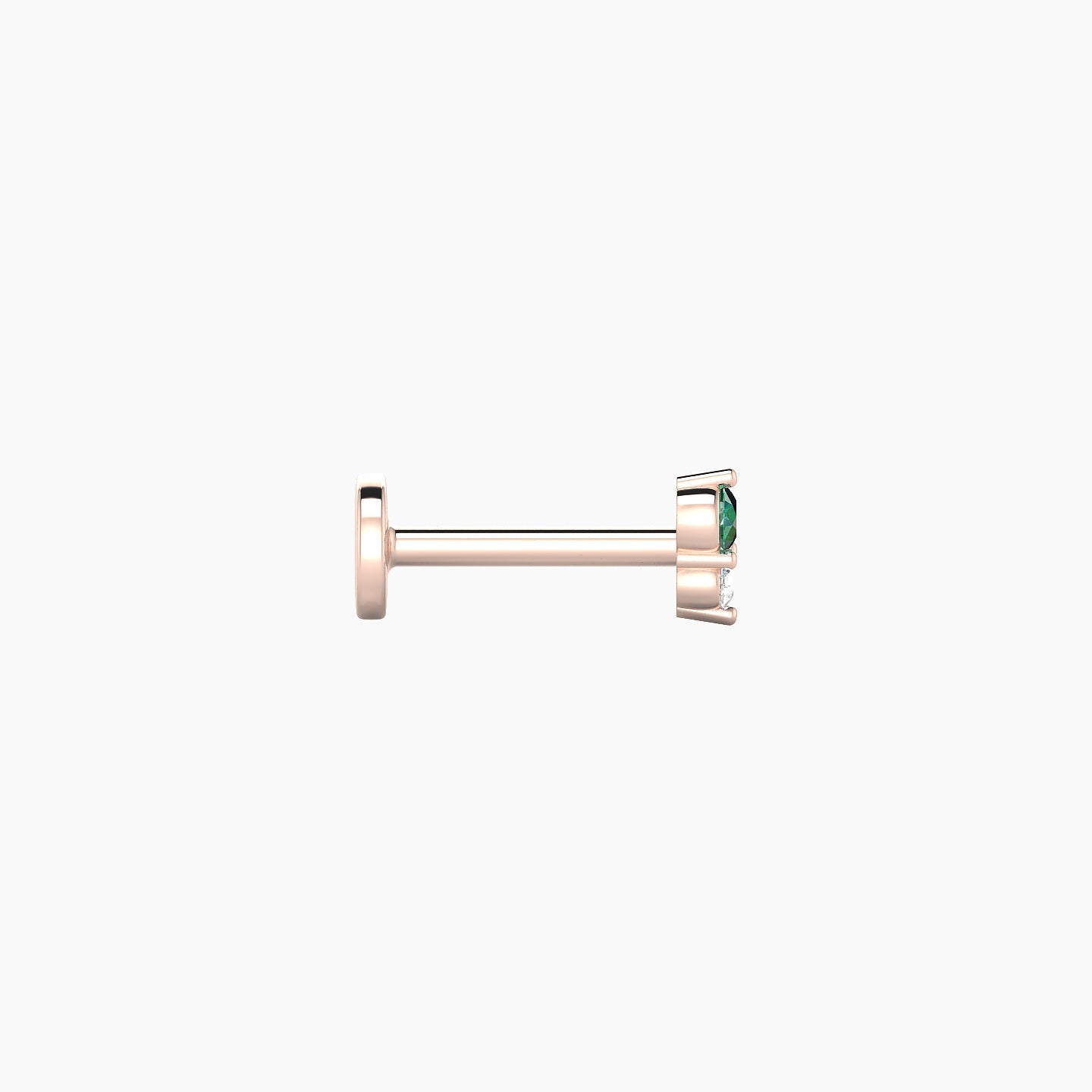 Laetitia | 18k Rose Gold 6.5 mm 4 mm Emerald & Diamond Nose Piercing