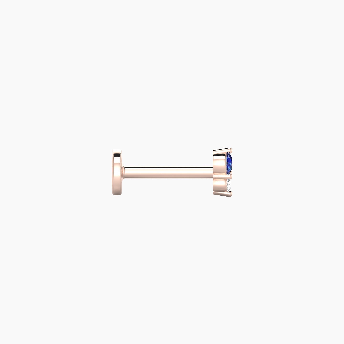 Laetitia | 18k Rose Gold 6.5 mm 4 mm Sapphire & Diamond Nose Piercing