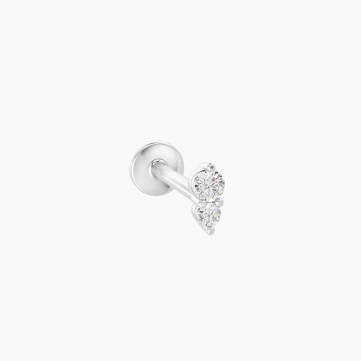Laetitia | 18k White Gold 4 mm 8 mm Diamond Nose Piercing